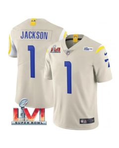 Men's Los Angeles Rams #1 DeSean Jackson 2022 Bone Super Bowl LVI Vapor Limited Stitched Jersey