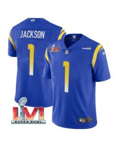 Men's Los Angeles Rams #1 DeSean Jackson 2022 Royal Super Bowl LVI Vapor Limited Stitched Jersey