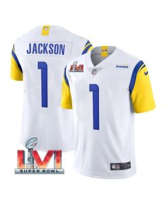 Men's Los Angeles Rams #1 DeSean Jackson 2022 White Super Bowl LVI Vapor Limited Stitched Jersey