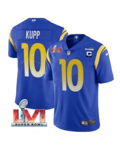 Men's Los Angeles Rams #10 Cooper Kupp 2022 Royal With C Patch Super Bowl LVI Vapor Limited Jersey