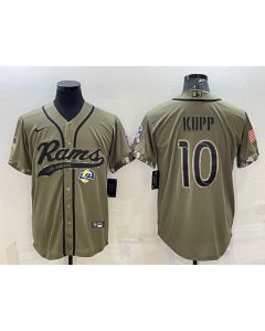 Men's Los Angeles Rams #10 Cooper Kupp Olive 2022 Salute to Service Cool Base Stitched Baseball Jersey