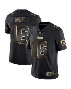 Men's Los Angeles Rams #16 Jared Goff 2019 Black Gold Edition Stitched NFL Jersey