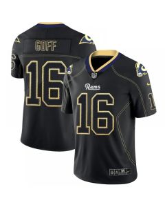 Men's Los Angeles Rams #16 Jared Goff Black 2018 Lights Out Color Rush Limited Stitched NFL Jersey