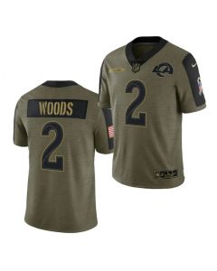 Men's Los Angeles Rams #2 Robert Woods 2021 Olive Salute To Service Limited Stitched Jersey