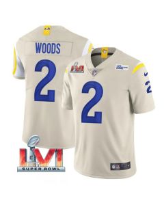 Men's Los Angeles Rams #2 Robert Woods 2022 Bone Super Bowl LVI Vapor Limited Stitched Jersey