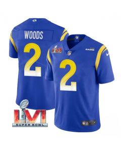 Men's Los Angeles Rams #2 Robert Woods 2022 Royal Super Bowl LVI Vapor Limited Stitched Jersey