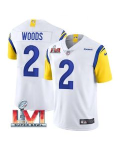 Men's Los Angeles Rams #2 Robert Woods 2022 White Super Bowl LVI Vapor Limited Stitched Jersey