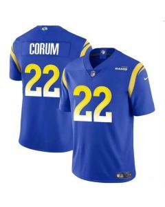 Men's Los Angeles Rams #22 Blake Corum Blue 2024 Draft Vapor Untouchable Stitched Football Jersey