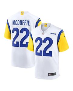 Men's Los Angeles Rams #22 Trent McDuffie White Game Jersey (White)