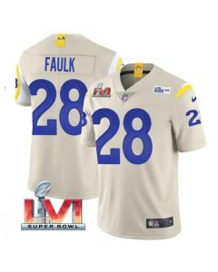 Men's Los Angeles Rams #28 Marshall Faulk 2022 Bone Super Bowl LVI Vapor Limited Stitched Jersey