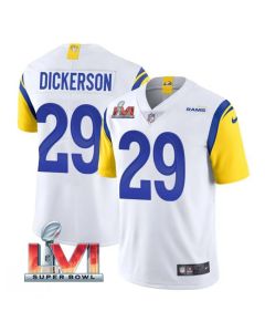 Men's Los Angeles Rams #29 Eric Dickerson 2022 White Super Bowl LVI Vapor Limited Stitched Jersey