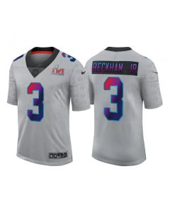 Men's Los Angeles Rams #3 Odell Beckham Jr. 2022 Grey Super Bowl LVI Limited Stitched Jersey