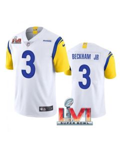 Men's Los Angeles Rams #3 Odell Beckham Jr. 2022 White Super Bowl LVI Vapor Limited Stitched Jersey