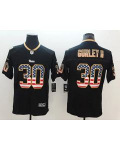 Men's Los Angeles Rams #30 Todd Gurley II 2018 Black USA Flag Color Rush Limited Fashion NFL Stitched Jersey