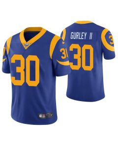 Men's Los Angeles Rams #30 Todd Gurley II Blue 2019 100th Season Vapor Untouchable Limited Stitched NFL Jersey