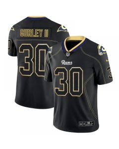 Men's Los Angeles Rams #30 Todd Gurley II NFL 2018 Lights Out Black Color Rush Limited Jersey