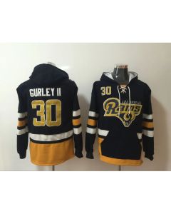 Men's Los Angeles Rams #30 Todd Gurley Navy Blue All Stitched NFL Hoodie Sweatshirt