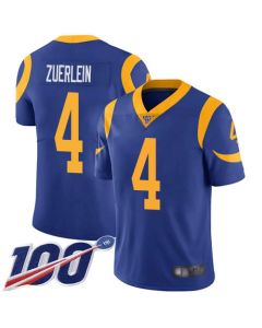 Men's Los Angeles Rams #4 Greg Zuerlein 2019 100th Season Blue Vapor Untouchable Limited Stitched NFL Jersey