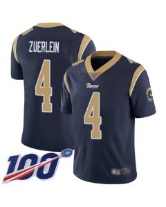 Men's Los Angeles Rams #4 Greg Zuerlein 2019 100th Season Navy Vapor Untouchable Limited Stitched NFL Jersey