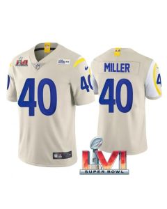 Men's Los Angeles Rams #40 Von Miller 2022 Bone Super Bowl LVI Vapor Limited Stitched Jersey