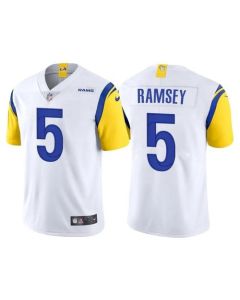 Men's Los Angeles Rams #5 Jalen Ramsey 2021 White Vapor Untouchable Limited Alternate Stitched Jersey