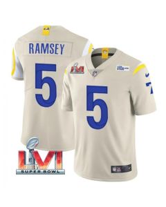 Men's Los Angeles Rams #5 Jalen Ramsey 2022 Bone Super Bowl LVI Vapor Limited Stitched Jersey
