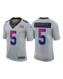 Men's Los Angeles Rams #5 Jalen Ramsey 2022 Grey Super Bowl LVI Limited Stitched Jersey