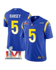 Men's Los Angeles Rams #5 Jalen Ramsey 2022 Royal Super Bowl LVI Vapor Limited Stitched Jersey
