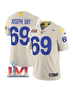 Men's Los Angeles Rams #69 Sebastian Joseph-Day 2022 Bone Super Bowl LVI Vapor Limited Stitched Jersey