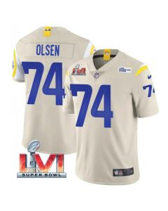 Men's Los Angeles Rams #74 Merlin Olsen 2022 Bone Super Bowl LVI Vapor Limited Stitched Jersey