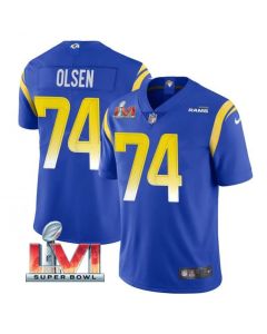 Men's Los Angeles Rams #74 Merlin Olsen 2022 Royal Super Bowl LVI Vapor Limited Stitched Jersey