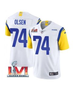 Men's Los Angeles Rams #74 Merlin Olsen 2022 White Super Bowl LVI Vapor Limited Stitched Jersey