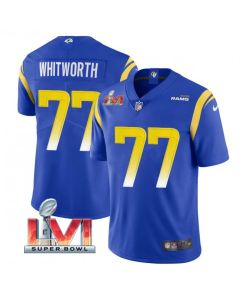 Men's Los Angeles Rams #77 Andrew Whitworth 2022 Royal Super Bowl LVI Vapor Limited Stitched Jersey