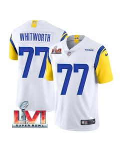 Men's Los Angeles Rams #77 Andrew Whitworth 2022 White Super Bowl LVI Vapor Limited Stitched Jersey