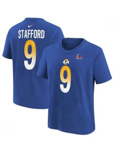 Men's Los Angeles Rams #9 Matthew Stafford 2022 Royal Super Bowl LVI Champions T-Shirt (Royal)