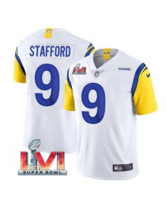Men's Los Angeles Rams #9 Matthew Stafford 2022 White Super Bowl LVI Vapor Limited Stitched Jersey