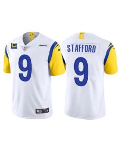 Men's Los Angeles Rams #9 Matthew Stafford 2022 White With 4-star C Patch Vapor Untouchable Limited Stitched Jersey