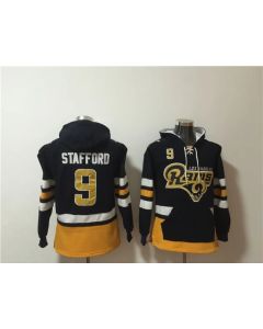 Men's Los Angeles Rams #9 Matthew Stafford Black Ageless Must-Have Lace-Up Pullover Hoodie