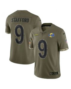 Men's Los Angeles Rams #9 Matthew Stafford Olive 2022 Salute To Service Limited Stitched Jersey