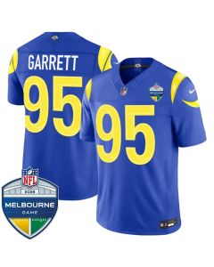 Men's Los Angeles Rams #95 Myles Garrett Royal 2026 Melbourne Game Patch Vapor F.U.S.E. Limited Jersey