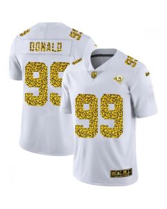 Men's Los Angeles Rams #99 Aaron Donald 2020 White Leopard Print Fashion Limited Stitched Jersey