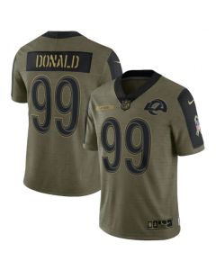 Men's Los Angeles Rams #99 Aaron Donald 2021 Olive Salute To Service Limited Stitched Jersey