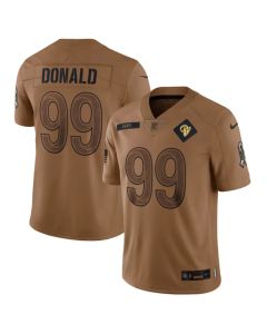 Men's Los Angeles Rams #99 Aaron Donald 2023 Brown Salute To Service Limited Stitched Football Jersey