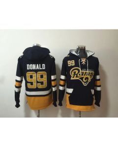 Men's Los Angeles Rams #99 Aaron Donald Navy Blue All Stitched NFL Hoodie Sweatshirt