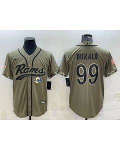 Men's Los Angeles Rams #99 Aaron Donald Olive 2022 Salute to Service Cool Base Stitched Baseball Jersey
