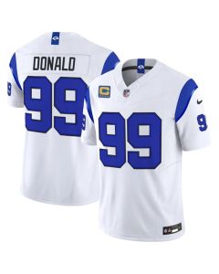 Men's Los Angeles Rams #99 Aaron Donald White Fearsome 2026 4-Star C Patch Vapor F.U.S.E. Limited Jersey (White)