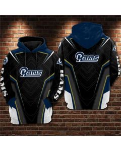 Men's Los Angeles Rams Black/Blue 3D All Over Print Pullover Hoodie
