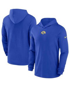 Men's Los Angeles Rams Blue Sideline Performance Long Sleeve Hoodie T-Shirt