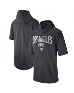 Men's Los Angeles Rams Heathered Charcoal Sideline Training Hoodie Performance T-Shirt