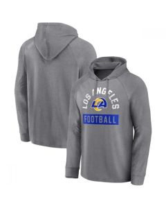 Men's Los Angeles Rams Heathered Gray No Time Off Raglan Pullover Hoodie
